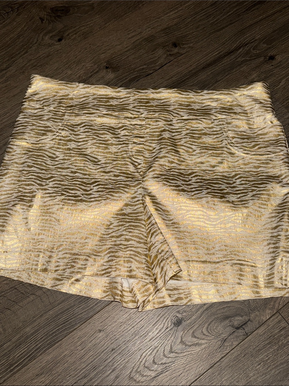 Thalia Sodi Gold Zebra-Print High Waist Women’s Shorts